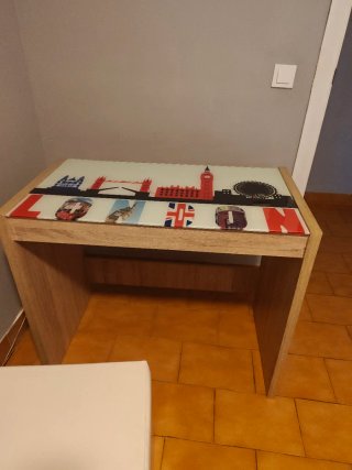 Escritorio con Taburete con cristal impreso