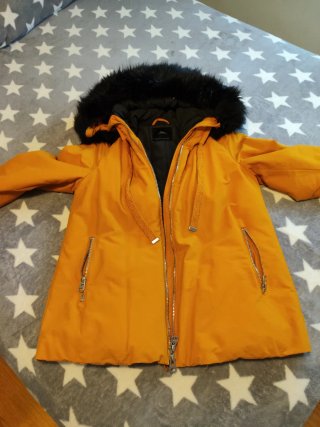 Parka Zara Mostaza y Negra con Capucha