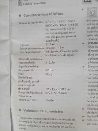 Foco solar LED con sensor movimiento y oscuridad