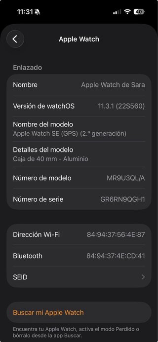 Apple Watch SE 2 40mm Plateado