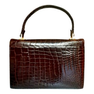 Bolso Piel Cocodrilo Marrón Vintage