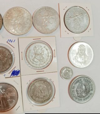 Lotto di 14 monete d'argento del Messico