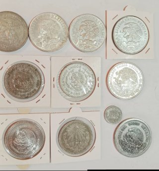 Lotto di 14 monete d'argento del Messico