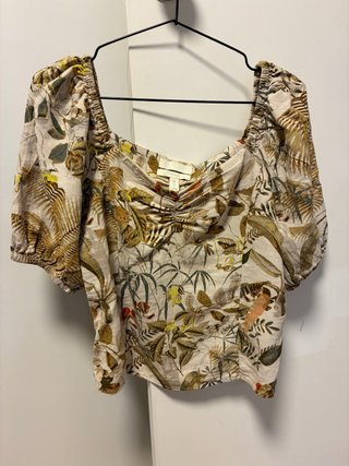 Camisa de Lino Estampada Talla 36