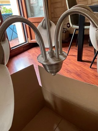 Lámpara de Araña Colgante Blanca y Plata