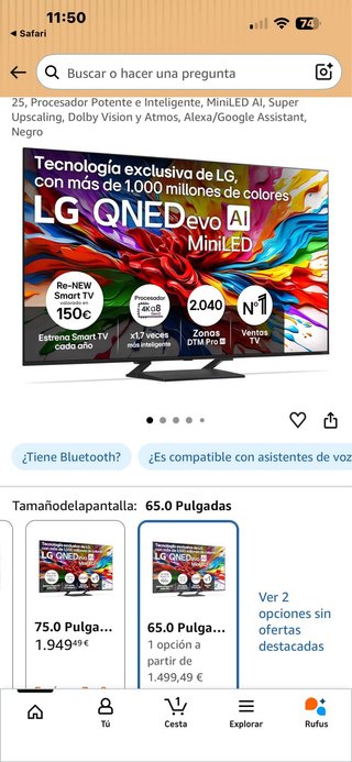 TV LG 65 QNED evo MiniLED 65QNED93A6A