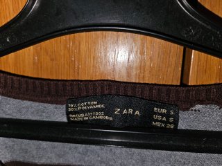 Jersey Zara cuello pico rayas marron y gris