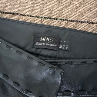 Pantalón de Piel Mango Negro Talla M