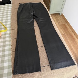 Pantalón de Piel Mango Negro Talla M