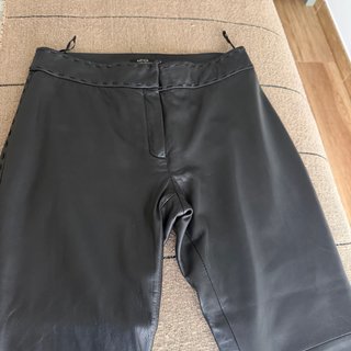 Pantalón de Piel Mango Negro Talla M
