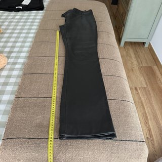 Pantalón de Piel Mango Negro Talla M