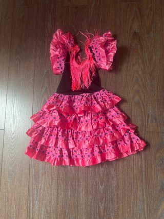 Traje de flamenca niña rosa lunares