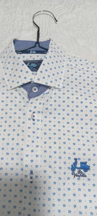 Camisa Vespa Blanca y Azul