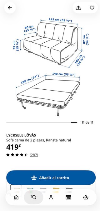 Sillón Cama Ikea Gris