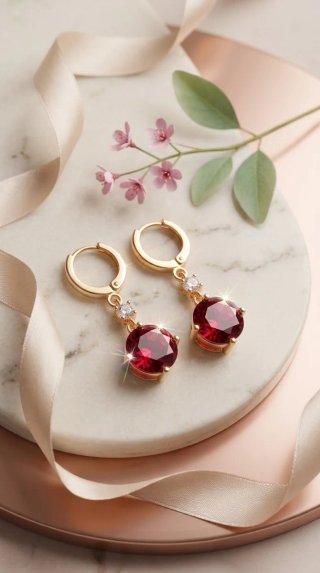 Pendientes con Piedras Rojas