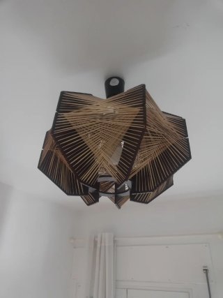 Lámpara de techo rústica de bambú y madera