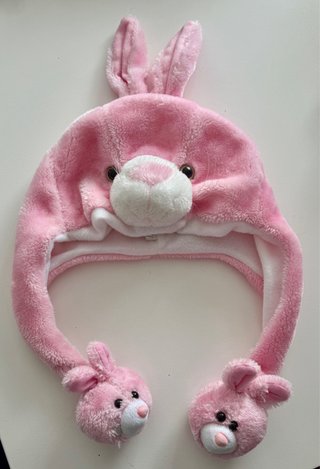 Gorro de peluche de conejo para niña