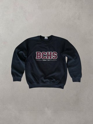 Gildan Black Sweatshirt BCHS Grad 2017 Vintage