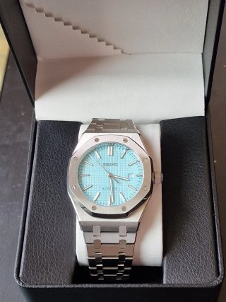 Seiko Mod Royal Oak Ice Blue Automático