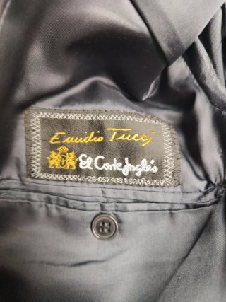 Americana de cuadros azul y gris