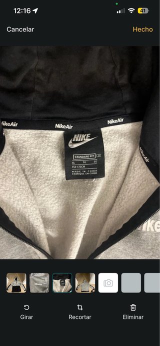 Chaqueta Nike Air gris y negra