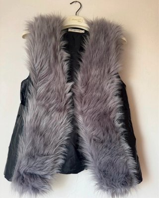 Gilet donna pellicciotto sintetico nero grigio L