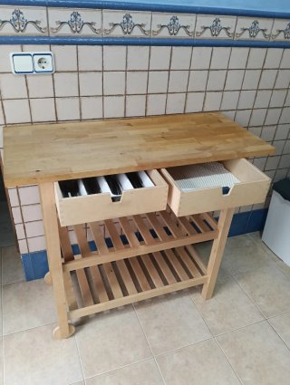Carro de cocina de madera con ruedas