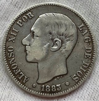 Moneda PLATA 5 Pesetas 1883 *(18-XX) ALFONSO XII
