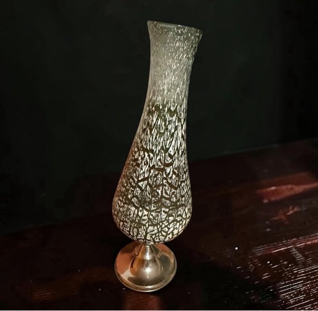 Jarrón Vintage Cristal Craquelado Verde
