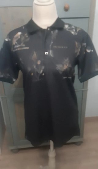 Polo Zara Hombre Negro Estampado