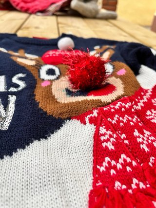 Sudadera de Navidad Reindeer Pompon Rojo