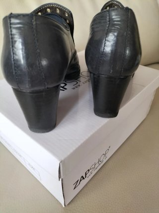 Zapatos de piel mujer,color  azulado cris