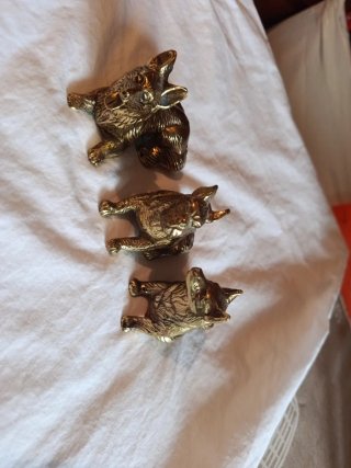 Conjunto de 3 Figuras de Bronce de Perros