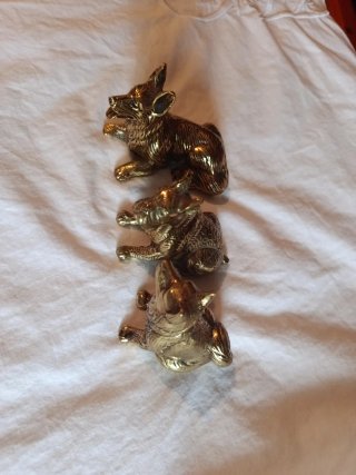 Conjunto de 3 Figuras de Bronce de Perros