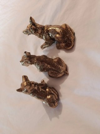 Conjunto de 3 Figuras de Bronce de Perros