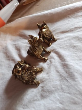 Conjunto de 3 Figuras de Bronce de Perros
