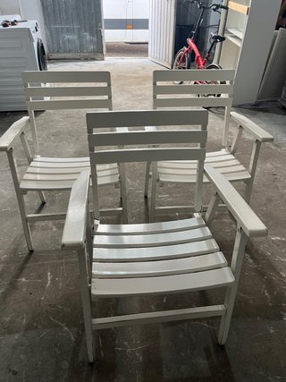 3 Sillas de Madera Plegables Blancas