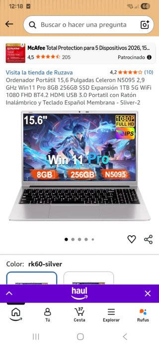 Portátil Ruzava 15.6 pulgadas
