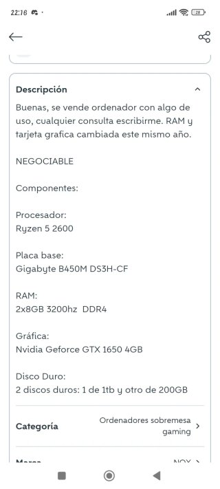 Precio negociable Ordenador Gaming Completo