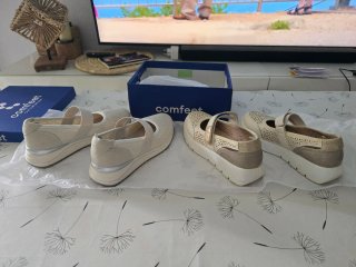 Zapatos Comfeet Beige y Dorado y Mysoft,par