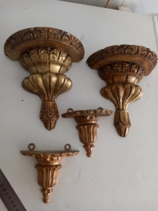 Conjunto de 4 Prateleiras de Parede Antigas