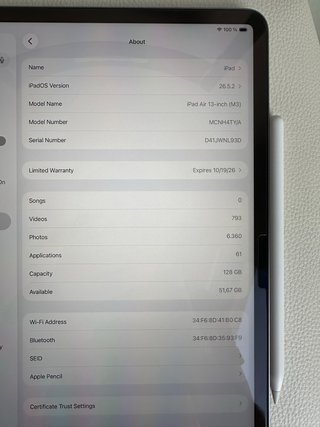iPad Air 13 pulgadas 128gb y Apple Pencil Pro