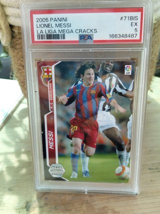 Cromo Lionel Messi 2005 Panini Mega Cracks PSA 5