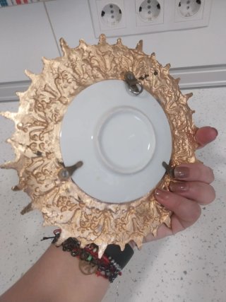 Set de 2 Platos Decorativos con Marco Dorado