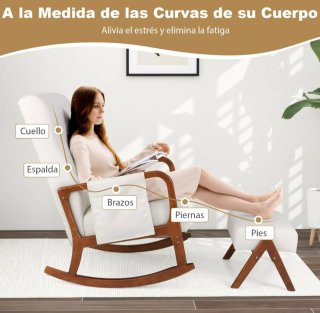 Mecedora con reposapiés y bolsillo