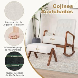 Mecedora con reposapiés y bolsillo