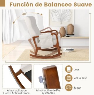 Mecedora con reposapiés y bolsillo