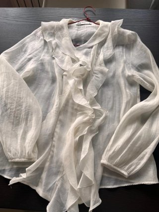 Blusa Zara Volantes Blanca Talla M