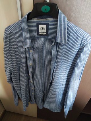 Camisa Zara Rayas Azules Talla M