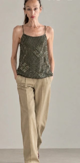 Top Joya Massimo Dutti Verde/Dorado Talla Única